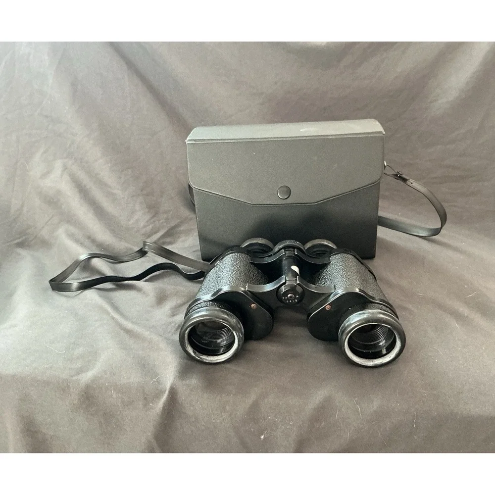 Sears 7x35 Coated Porro Prism Full-Size Binoculars Model 114 732611 Case